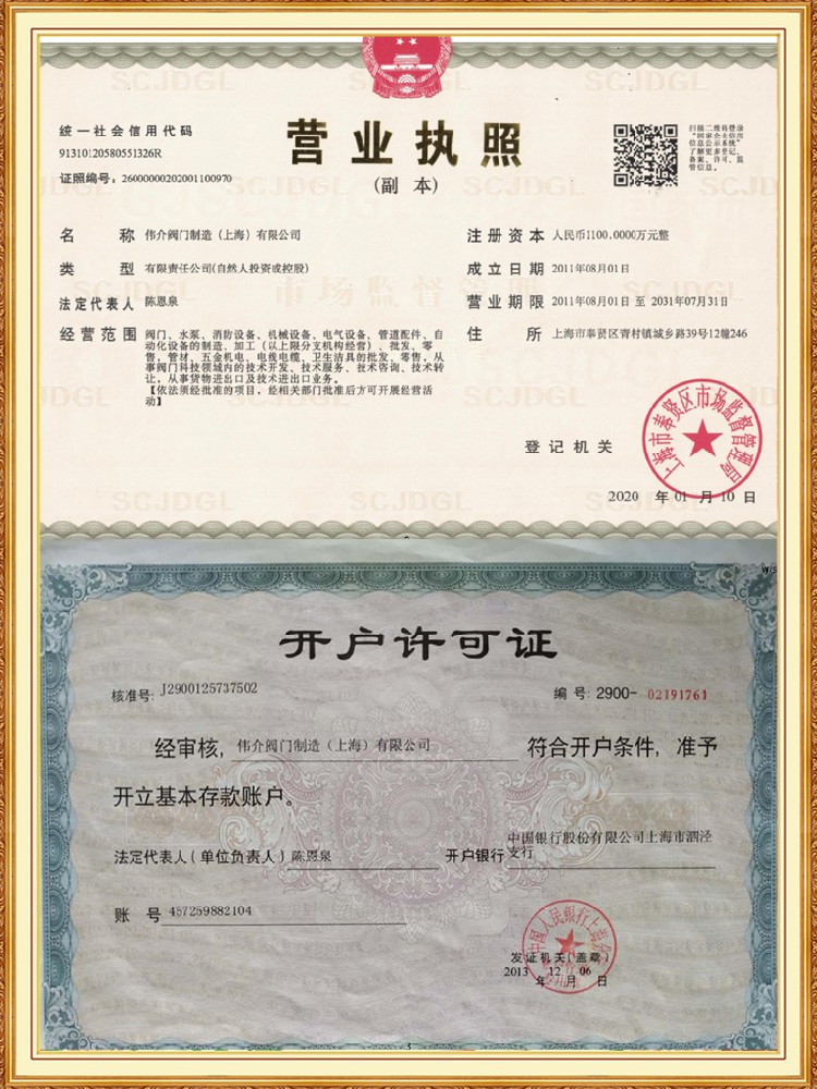 伟介阀门营业执照